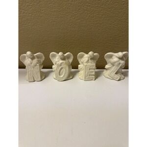 Vintage Gift Collection 4pc Noel Angel Figurines Ceramic Cream Christmas Decor
